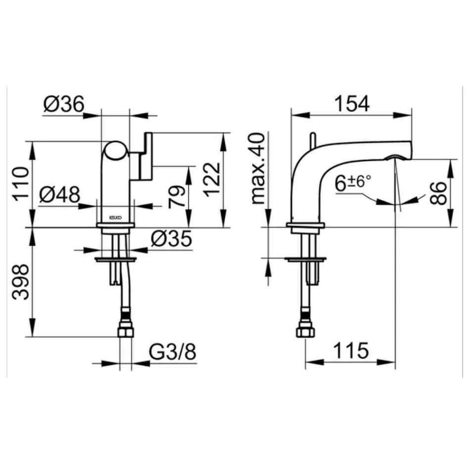 Grifo para lavabo moderno de 8 cm de altura en metal sin desagüe - Pinto Viadurini