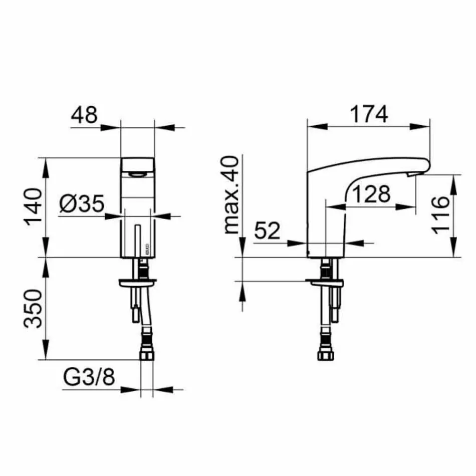 Grifo de lavabo de baño de metal moderno con sensor de infrarrojos - Gonzo Viadurini