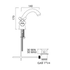 Grifo para lavabo de baño de un orificio en latón con desagüe estilo clásico - Ercolina Viadurini