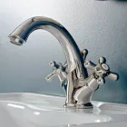 Grifo para lavabo de baño de un orificio en latón con desagüe estilo clásico - Ercolina Viadurini