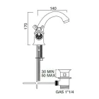 Grifo para lavabo de latón de un solo orificio con tiradores clásicos de mariposa - Fioretta Viadurini