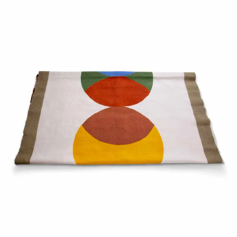 Corredor de cáñamo italiano pintado a mano de una pieza - Marcas Viadurini