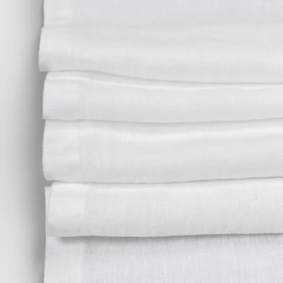 Camino de Mesa de Lino con Encaje Blanco Calidad de Lujo Italiano - Farnese Viadurini