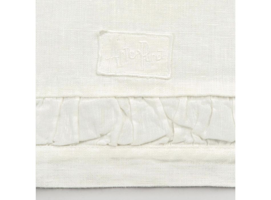 Camino de mesa de lino grueso blanco natural con relieve de lujo italiano - Limao Viadurini