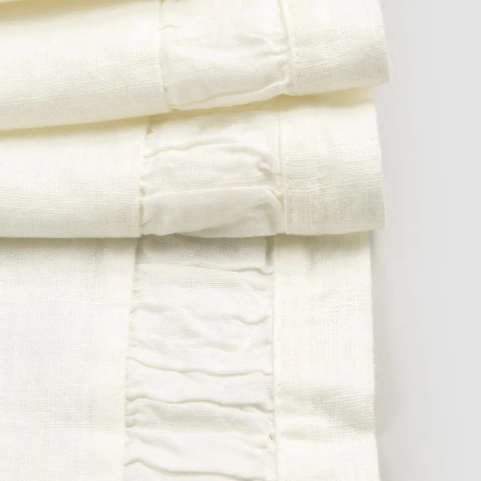 Corredor de lino pesado blanco natural con relieve de lujo italiano - Limao Viadurini