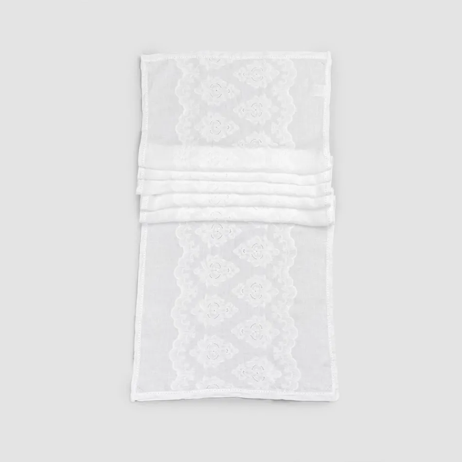 Camino de Mesa 100% Lino con Bordado de Diseño de Lujo Italiano - Jujube Viadurini