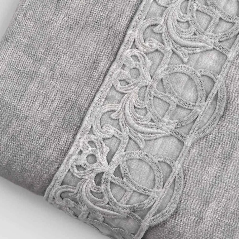 Bolsa de almacenaje para funda nórdica de lino con encaje y botones Sinergia - Energis Viadurini