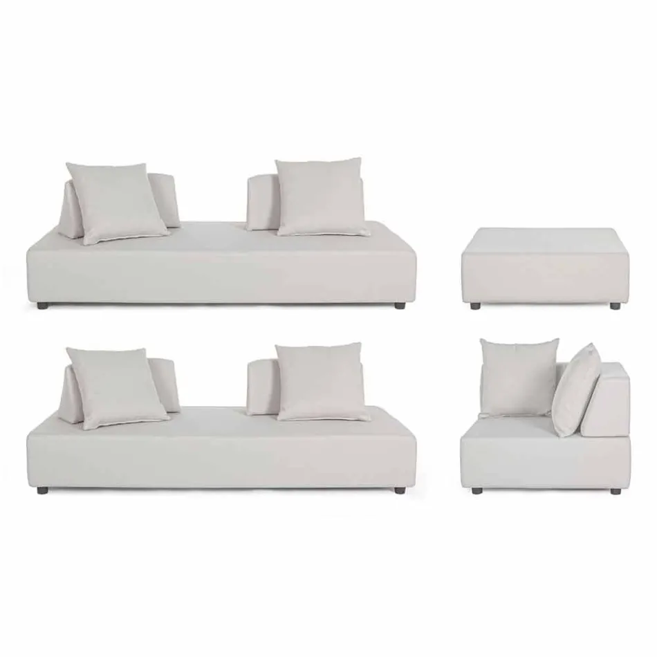 Lounge de esquina de diseño moderno al aire libre en tela Homemotion - Benito Viadurini