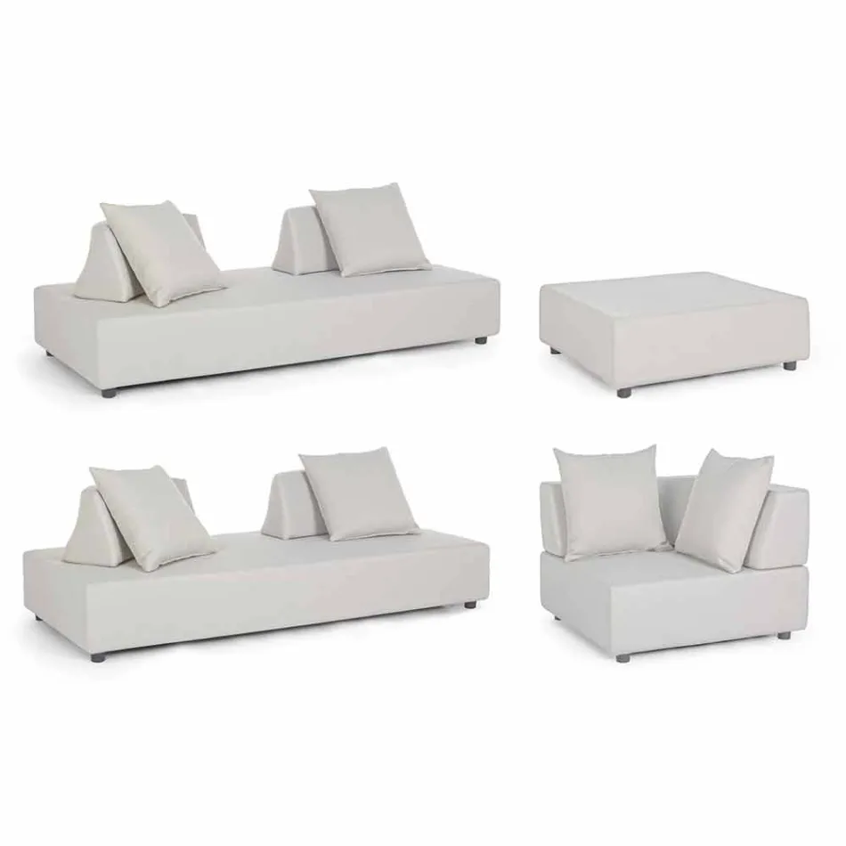 Lounge de esquina de diseño moderno al aire libre en tela Homemotion - Benito Viadurini