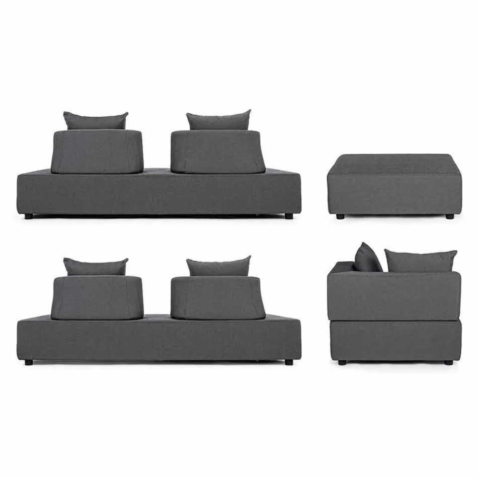 Lounge de esquina de diseño moderno al aire libre en tela Homemotion - Benito Viadurini