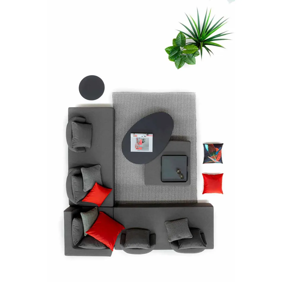 Lounge de esquina de diseño moderno al aire libre en tela Homemotion - Benito Viadurini