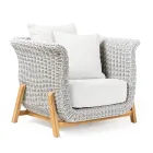 Conjunto de salón modular de jardín en teca y cuerda tejida a mano - Arjuna Viadurini