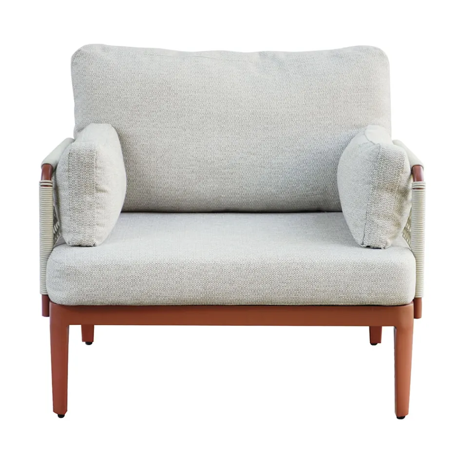 Salón compuesto por 2 sillones, 1 sofá y mesa de centro de aluminio - Symphony Viadurini