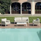 Salón compuesto por 2 sillones, 1 sofá y mesa de centro de aluminio - Symphony Viadurini