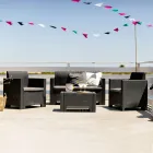 Salón con 1 sofá, 2 sillones y 1 mesa de centro con cojines de asiento - Máquina Viadurini