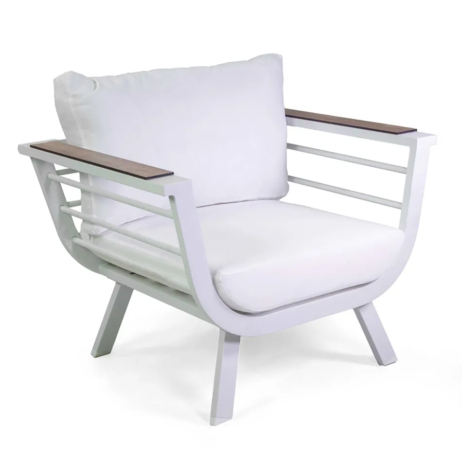 Salón de exterior compuesto por 2 sillones y 1 mesa de aluminio - Righello Viadurini