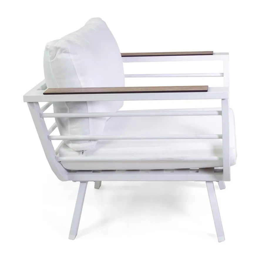 Salón de exterior compuesto por 2 sillones y 1 mesa de aluminio - Righello Viadurini