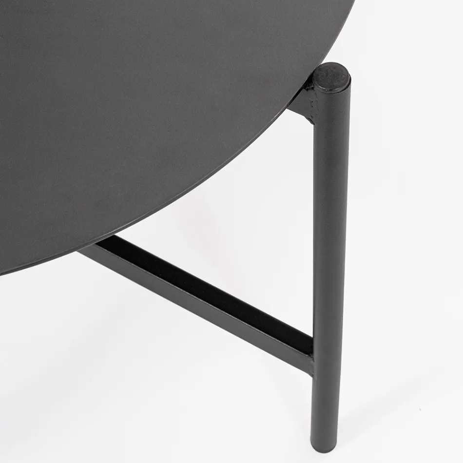 Salón exterior con 1 sofá, 2 sillones y 2 mesas de acero - Prefer Viadurini