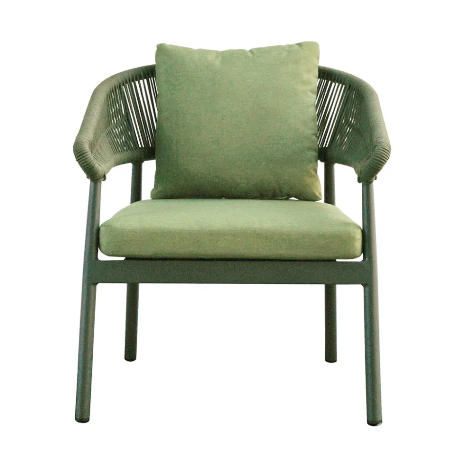 Salón de exterior con cojines y reposabrazos redondeados - Zenith Viadurini