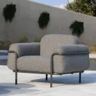 Sala de estar exterior con sofá y 2 sillones en tela Made in Italy - Suki Viadurini