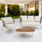 Tumbona de exterior con estructura de aluminio y respaldo de cuerda - Skyline Viadurini