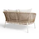 Tumbona de exterior con estructura de aluminio y respaldo de cuerda - Skyline Viadurini