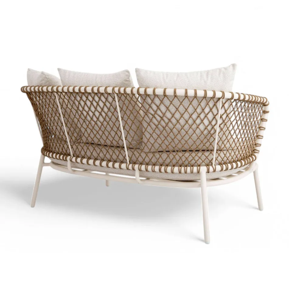 Tumbona de exterior con estructura de aluminio y respaldo de cuerda - Skyline Viadurini