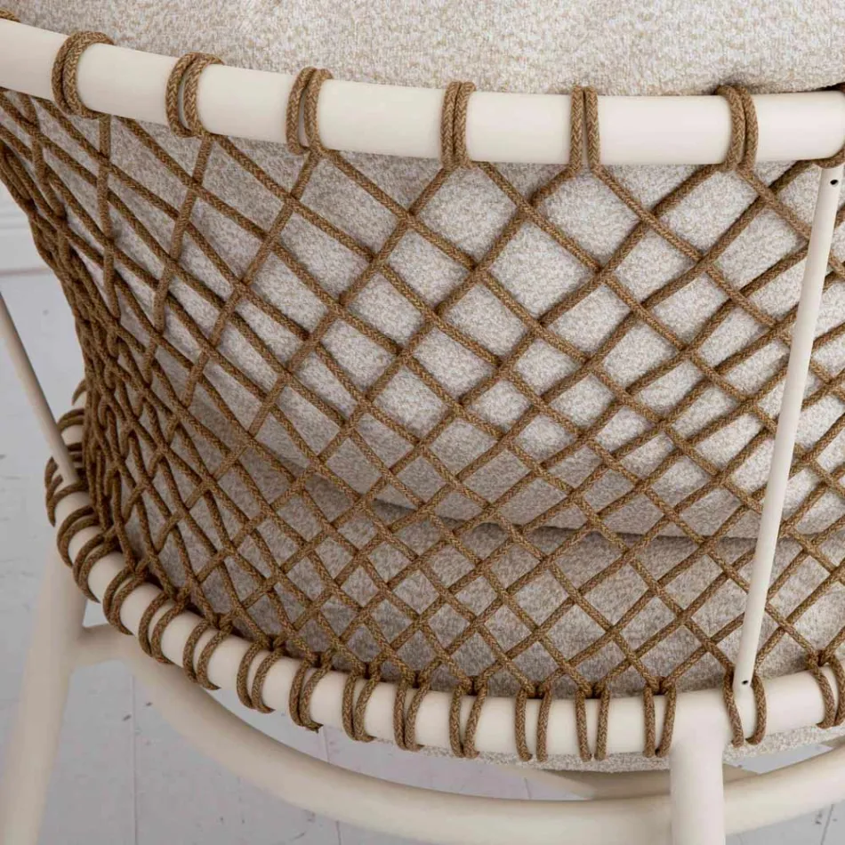 Tumbona de exterior con estructura de aluminio y respaldo de cuerda - Skyline Viadurini