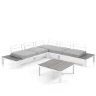 Salón interior y exterior con sofá y mesa de centro en aluminio blanco mate - Dire Viadurini