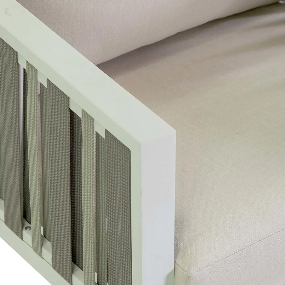 Tumbona de exterior de aluminio blanco y cojines crema - Relaz Viadurini