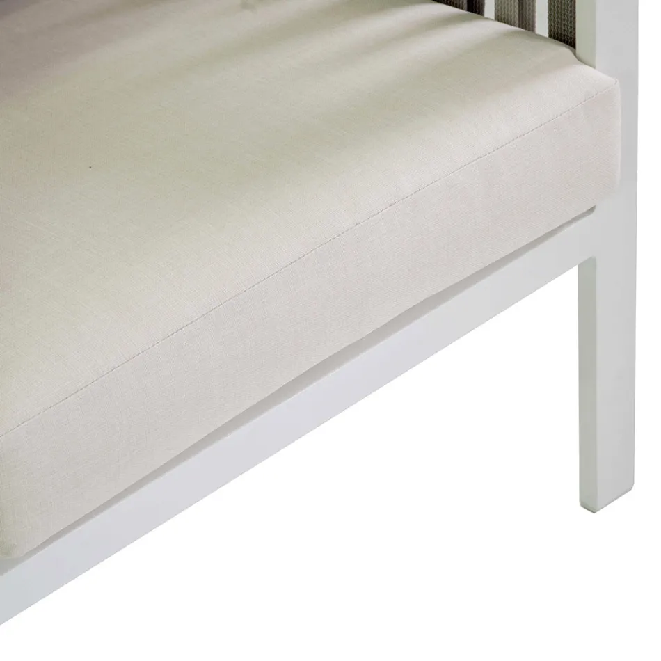 Tumbona de exterior de aluminio blanco y cojines crema - Relaz Viadurini