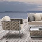 Lounge al aire libre en aluminio y tela tejida - Reda Viadurini