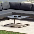 Lounge al aire libre en aluminio negro con mesa de centro de cerámica - Ghislain Viadurini