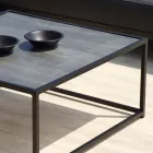 Lounge al aire libre en aluminio negro con mesa de centro de cerámica - Ghislain Viadurini