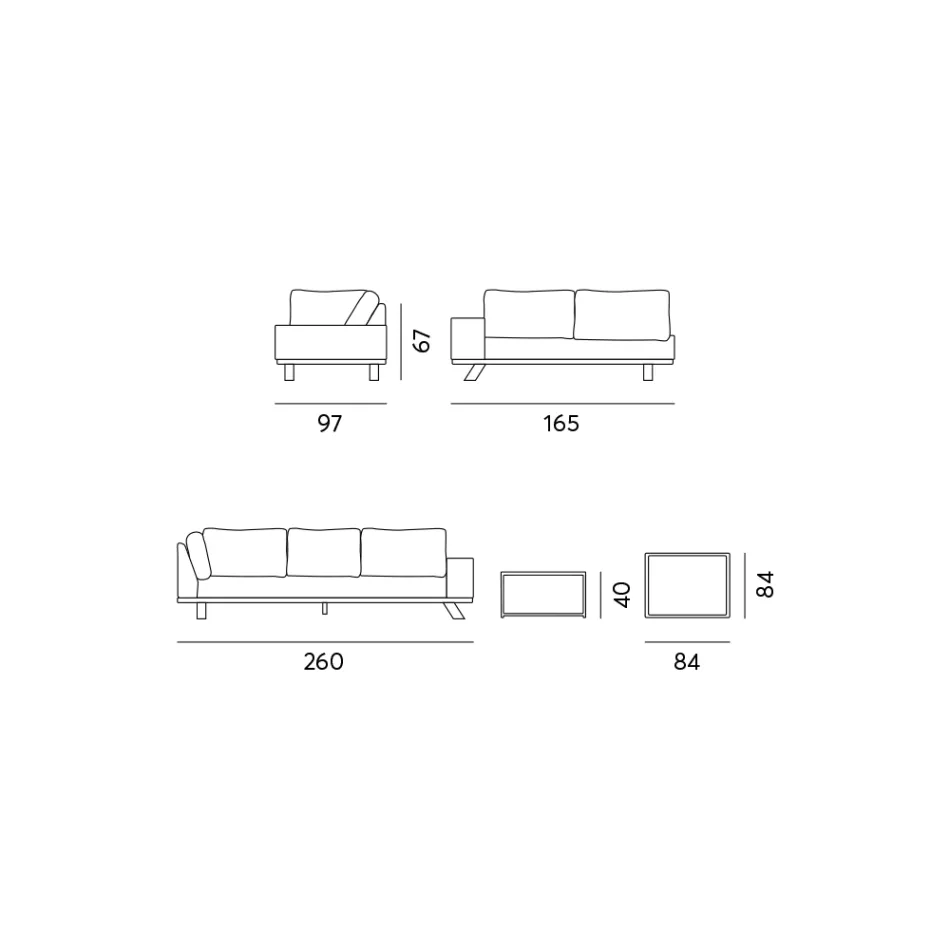 Lounge al aire libre en aluminio negro con mesa de centro de cerámica - Ghislain Viadurini