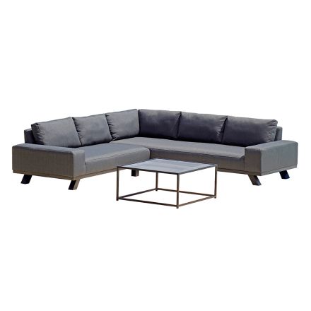 Lounge al aire libre en aluminio negro con mesa de centro de cerámica - Ghislain Viadurini