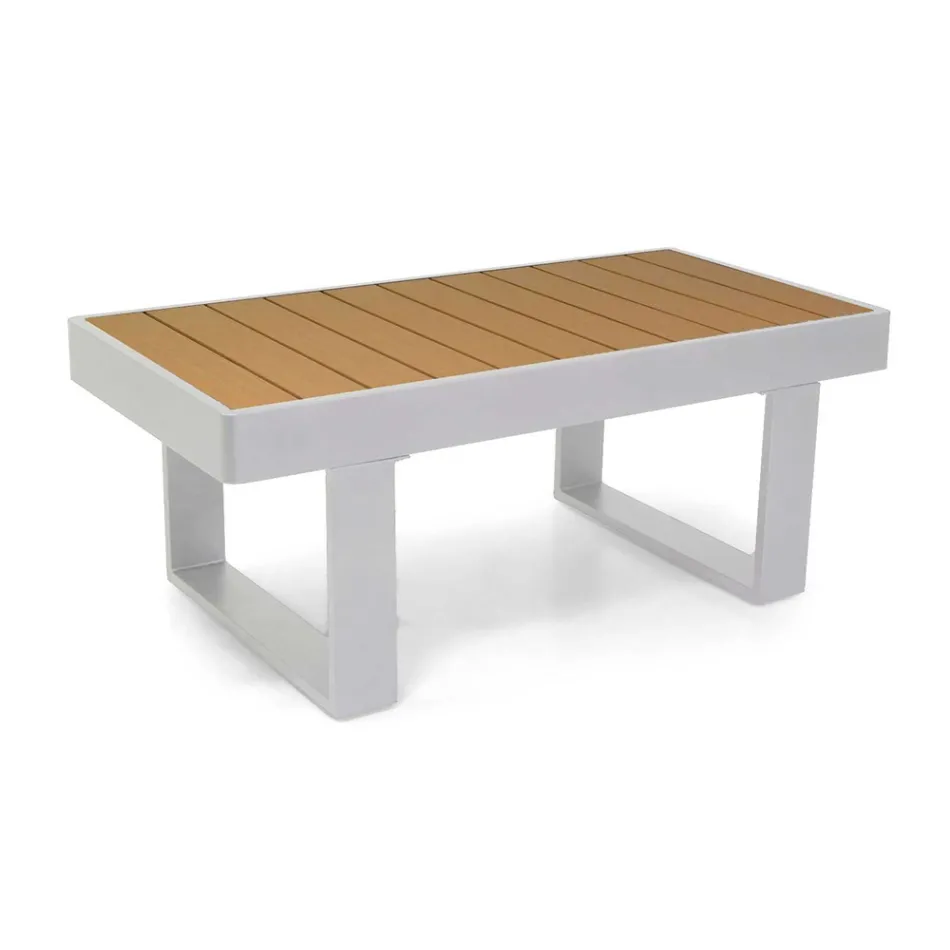 Tumbona de exterior de aluminio y reposabrazos de polywood - City Viadurini