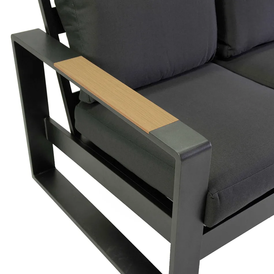 Tumbona de exterior de aluminio y reposabrazos de polywood - City Viadurini