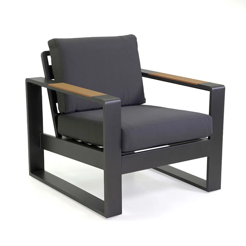 Tumbona de exterior de aluminio y reposabrazos de polywood - City Viadurini