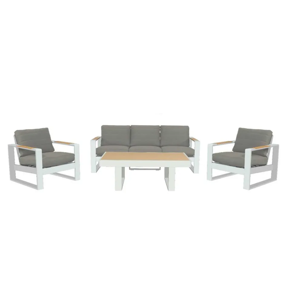 Tumbona de exterior de aluminio y reposabrazos de polywood - City Viadurini