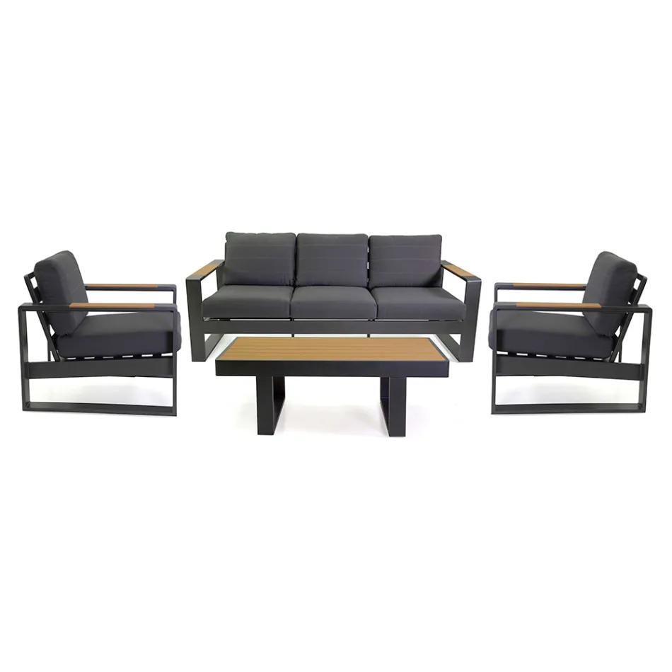 Tumbona de exterior de aluminio y reposabrazos de polywood - City Viadurini