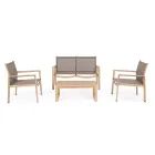 Salón de jardín con 1 sofá, 2 sillones y 1 mesa de centro - Plano Viadurini