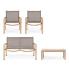 Salón de jardín con 1 sofá, 2 sillones y 1 mesa de centro - Plano Viadurini