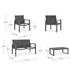 Salón de jardín con 1 sofá, 2 sillones y 1 mesa de centro - Plano Viadurini