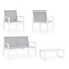 Salón de jardín con 1 sofá, 2 sillones y 1 mesa de centro - Plano Viadurini