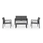 Salón de jardín con 1 sofá, 2 sillones y 1 mesa de centro - Plano Viadurini