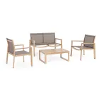 Salón de jardín con 1 sofá, 2 sillones y 1 mesa de centro - Plano Viadurini