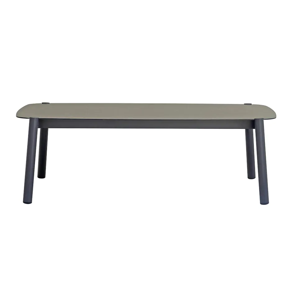 Salón de jardín con 2 sillones, 1 sofá y 1 mesa de aluminio - Minni Viadurini