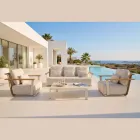 Salón de jardín con sofá, 2 sillones y mesa de centro - Montorio Viadurini