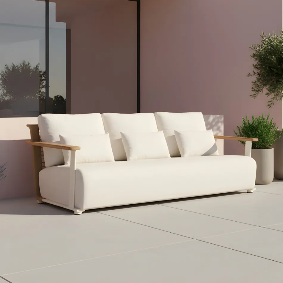 Salón de jardín con sofá, 2 sillones y mesa de centro - Montorio Viadurini